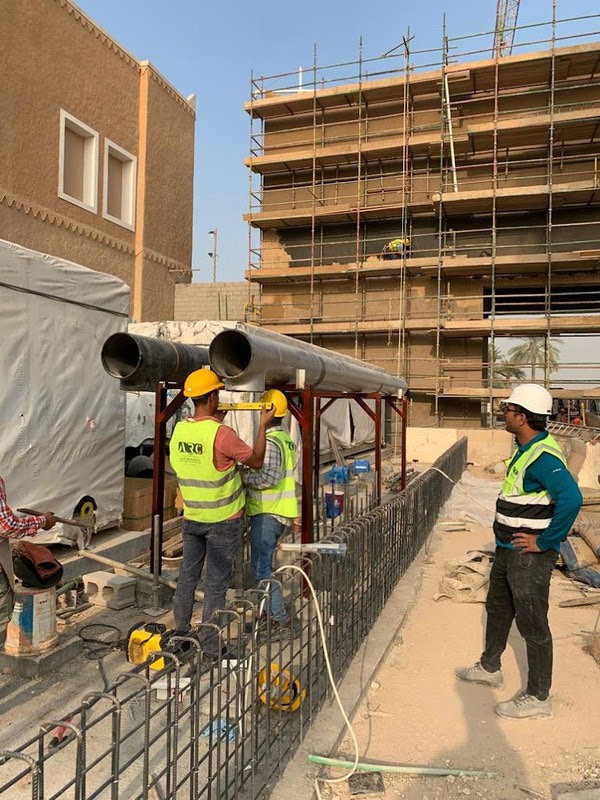 ARC crew installing chilled-water pipework at Samhan Heritage Hotel